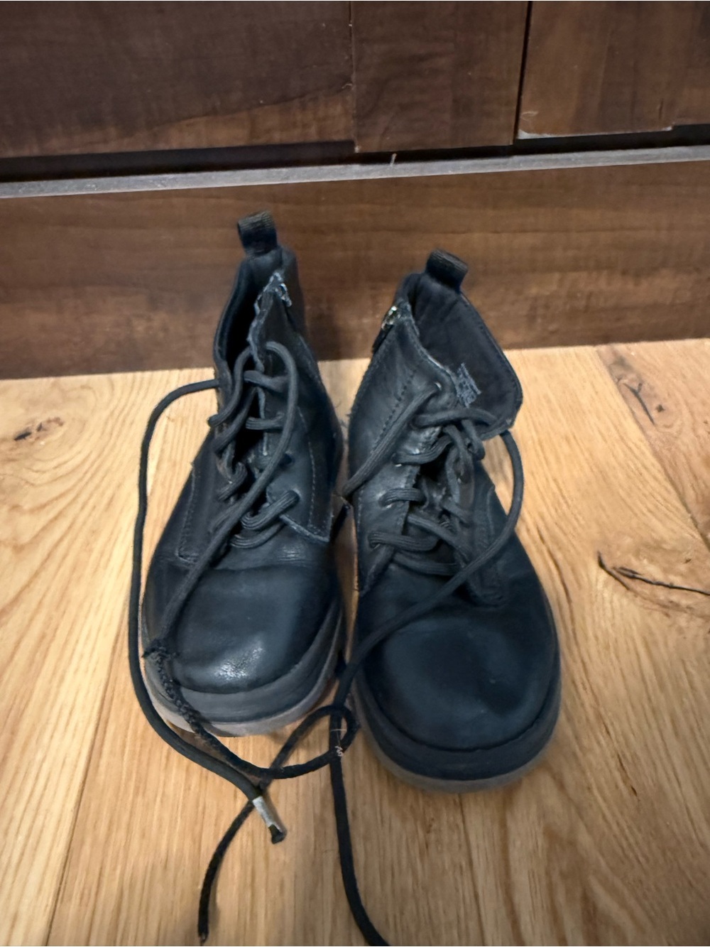 Zara Kids Black Lace-Up Ankle Boots